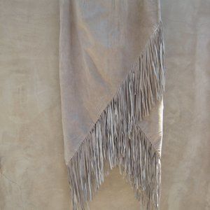 Intermix Mid Length Skirt- Beige- Fringe Skirt